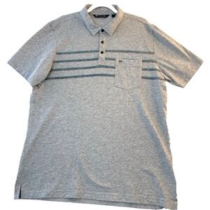 Travis Mathew Grey Golf Polo Shirt Men's Sz XL Grey /Blue Stripe Cotton/Poly